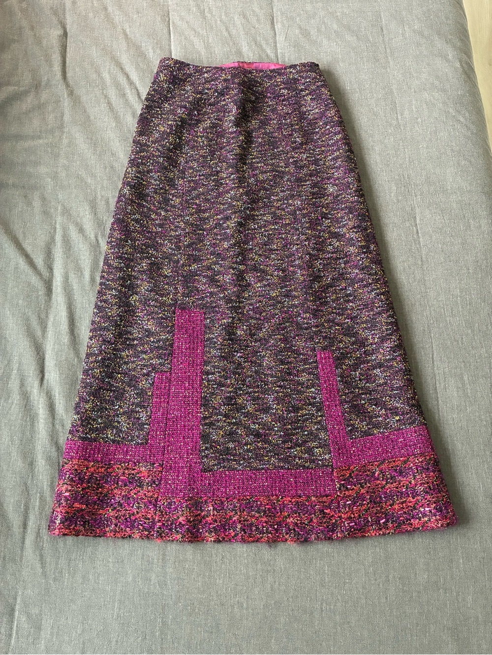 Kenzo Purple Wool Mohair Maxi Skirt with Magenta Accents and Silk Lining - Picture 3 of 9